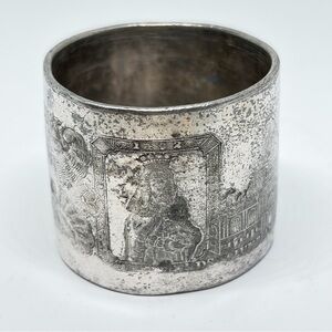 Antique 1892 Chicago World Fair Columbian Exposition Metal Souvenir NAPKIN RING